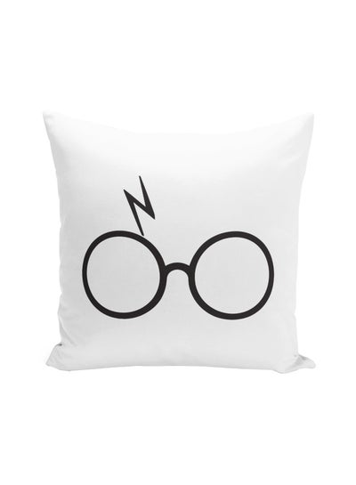 Buy Harry Potter Glass Themed Decorative Pillow White/Black 16x16inch in Saudi Arabia