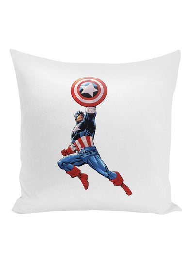 اشتري Captain America Printed Decorative Pillow أبيض/أزرق/أحمر/أصفر 16x16 بوصة في الامارات