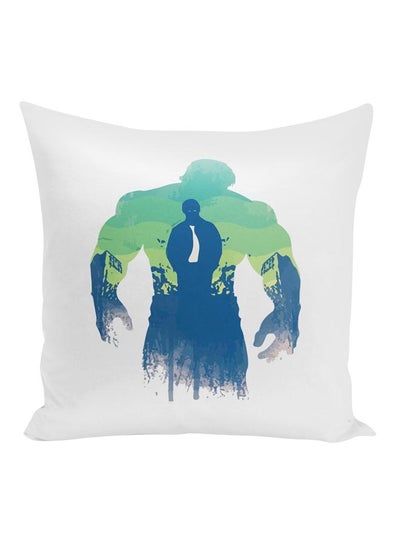 Buy Hulk Printed Decorative Pillow White/Blue/Green 16x16inch in UAE