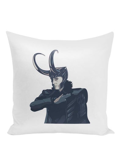 Buy Loki Printed Decorative Pillow polyester White/Blue/Grey 16x16inch in UAE