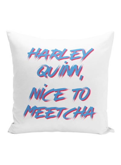 Buy Suicide Squad Theme Harley Quinn Decorative Pillow White/Blue/Red 16x16inch in UAE