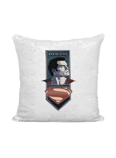 اشتري Clark Kent Sequined Throw Pillow بوليستر فضي/أبيض/أزرق 16x16 بوصة في الامارات