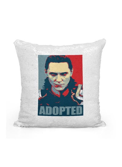 Buy Loki Quo Sequined Throw Pillow polyester Silver/Red/Black 16x16inch in UAE
