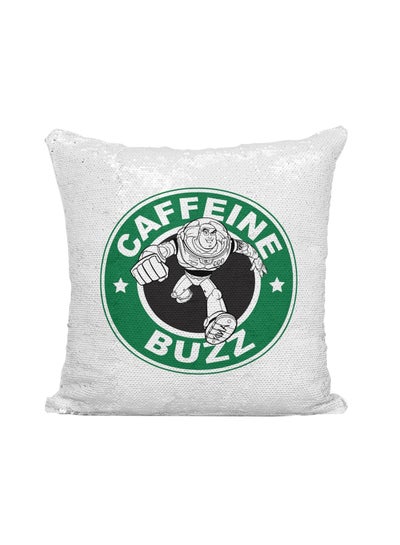 اشتري Starbucks Toy Story Caffeine Buzz Printed Sequined Throw Pillow فضي / أبيض/أخضر 16x16 بوصة في الامارات