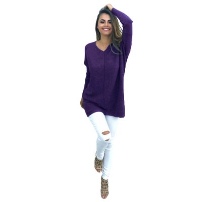 Buy V-Neck Pullover Purple in UAE