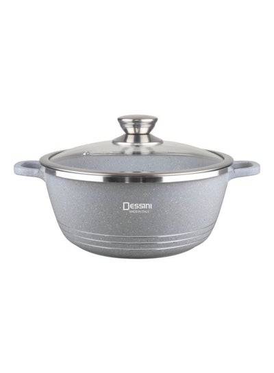 Buy Granite Non Stick Casserole Pot With Lid Grey/Clear 36cm in UAE