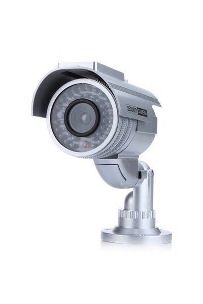 اشتري Tomvision White colour Solar Powered Emulation Fake/Dummy Security Camera with IR Red LED Light Indoor Outdoor Waterproof فضي في الامارات