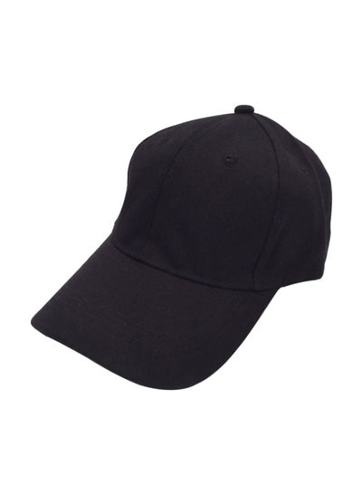 اشتري قبعة من قماش كتاني بأزرار كبس خلفية أسود في السعودية