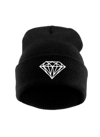 Buy Diamond Design Beanie Cap Black in Saudi Arabia