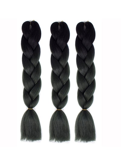 Buy 3-Piece Gradient Long Braid Wavy Party Wig Set Black 60 x 4cm in UAE