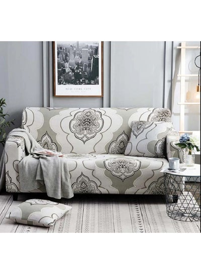 Buy Bohemia Chic Design Three Seater Slipcover Grey/White 190 x 230cm in UAE