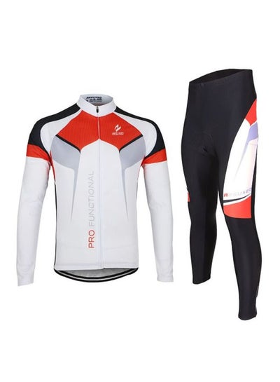 Buy Long Sleeves Cycling Jersey And Pants Set Black/Red/White in UAE