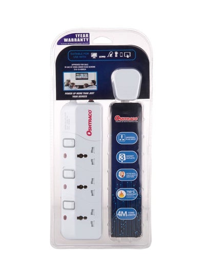 اشتري 3-Socket Extension Power Strip أبيض في الامارات