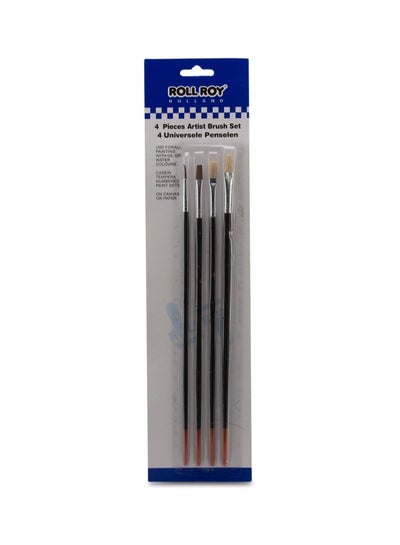 Buy 4 -Piece Artist Brush Set Black/Silver/Brown in UAE