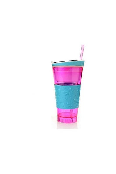 اشتري Plastic 2 in 1 Snack & Drink Cup One Cup [Red & Blue Colors] لون أزرق في الامارات