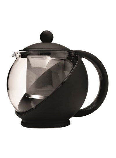 Buy Glass Teapot With Infuser Black/Clear in UAE