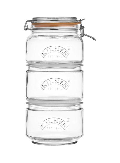 اشتري 3-Piece Stackable Storage Jar Set في الامارات