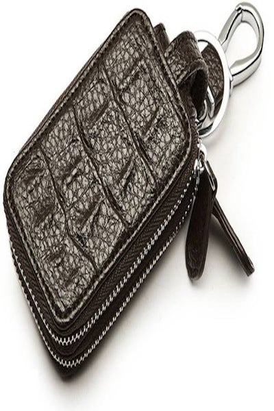 Embossed Zipper Multi-Function Leather Key Holder Car Key Wallet