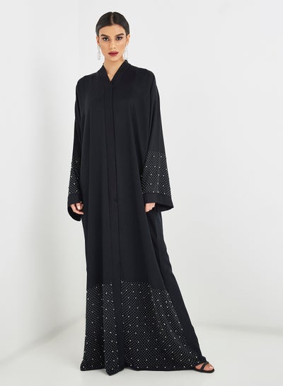 Buy Bead Embellished Abaya Black in UAE