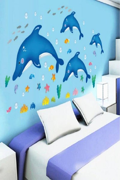 Buy Children Kids Room Wall Sticker Home Decor Cute Dolphine Removable Sticker Decorative Sticker Multicolour in UAE