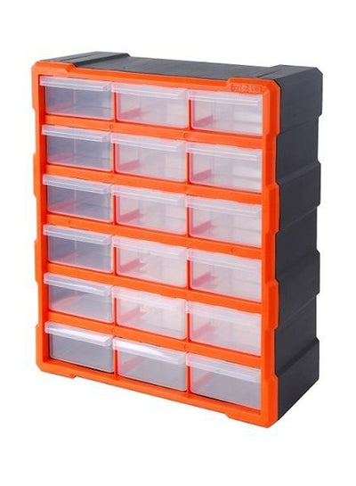 Buy 18-Drawer Tool Organizer Cabinet Black/Clear/Orange in UAE