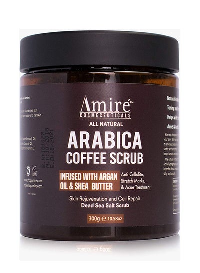 Buy Arabica Coffee Exfoliating Body Scrub | Infused with Argan Oil & Shea Butter | Best Acne, Anti Cellulite and Stretch Mark Treatment, Helps Reduce Spider Veins, Eczema, Age Spots - 300g in UAE