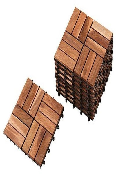 Buy 9-Piece Floor Tile Set Brown in UAE