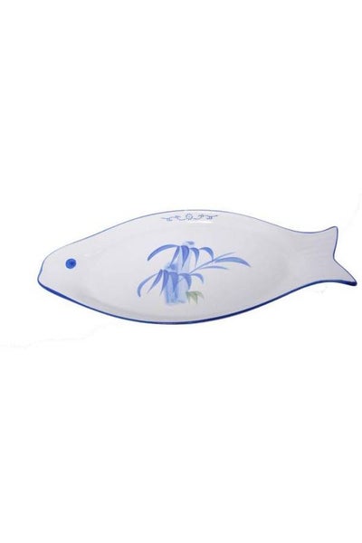 Buy Ceramic Plate Fish Design Medium White in Saudi Arabia