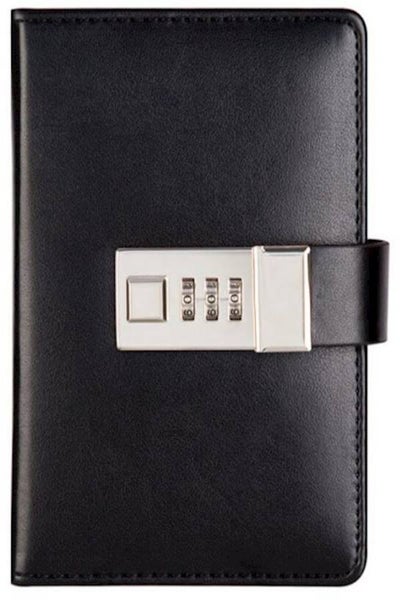 Buy Lock Diary Notebook Black/Silver in Saudi Arabia