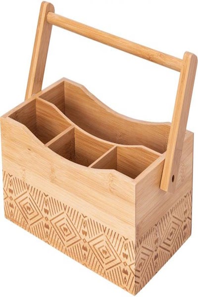 Buy Carved Utensils Holder Box, Bamboo in Saudi Arabia