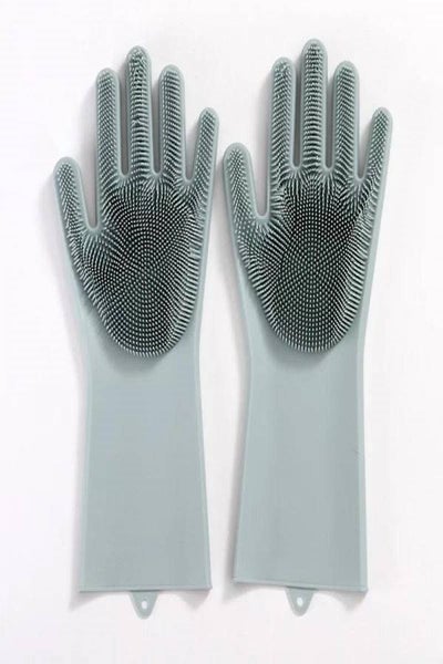 Buy 2-Piece Silicone Scrubbing Gloves Set Grey in Egypt