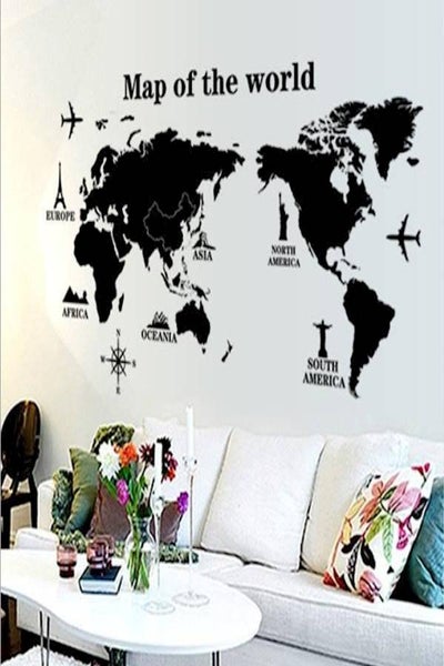 Buy Fashion World Map Wall Stickers Creative Fashion Decals Removable Home Decoration in UAE