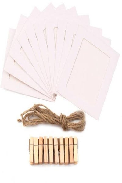 Buy Paper Photo Frame Set With Wooden Clip And String in Saudi Arabia