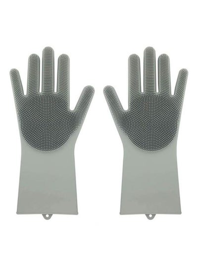 Buy Silicone Scrubber Cleaning Gloves Grey 21grams in Egypt