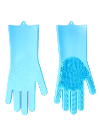 Buy Silicone Scrubber Cleaning Gloves Blue 21grams in Saudi Arabia