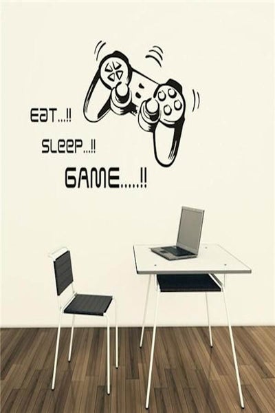 Buy Eat Sleep Game Joystick Wall Sticker Art Wallpaper Vinyl Wall Decal For Boys Room Play Room Decoration in UAE