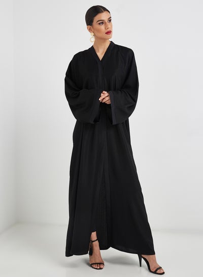 Buy Self Print Shimmer Abaya Black in UAE