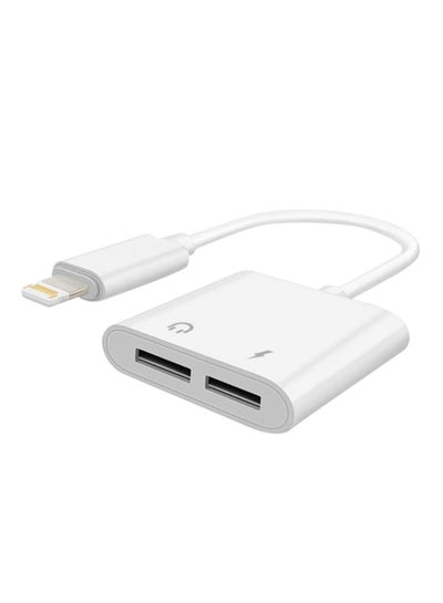 Buy Dual Lightning Adapter Splitter For Apple iPhone White in UAE