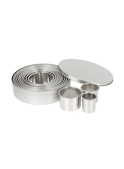 اشتري 12-Piece Stainless Steel Circle Cookie Cutter with Storage Box فضي في السعودية