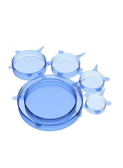 Buy 6-Piece Universal Silicone Suction Lid Clear Blue in Egypt