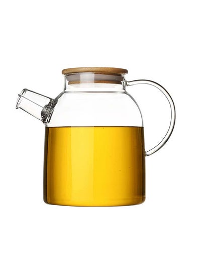 Buy Heat-Resistant Borosilicate Glass Tea Kettle Hot & Cold Resistant Dual Use Bamboo Tea Pot Multicolour in UAE