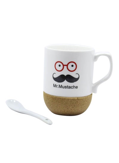 Buy Ceramic Mr. Mustache  Coffee And Tea Mug Set White in Saudi Arabia