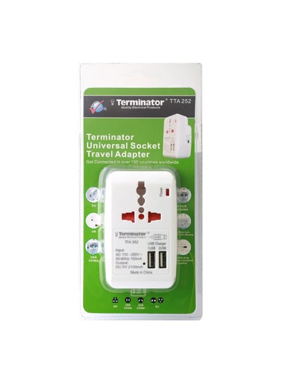 Buy Travel Adapter 13A With 4 USB Sockets White in UAE