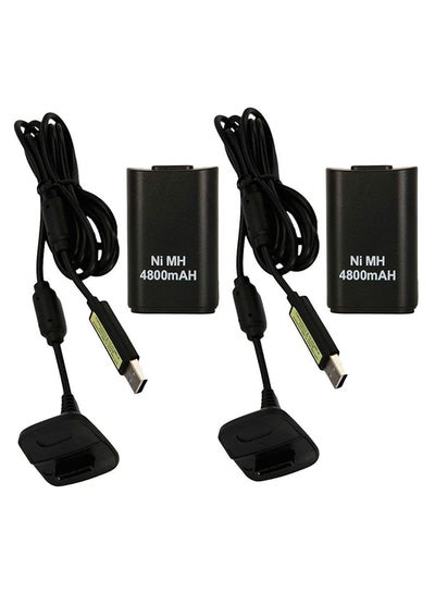 Buy 2-Piece USB Charging Cable With Battery For Xbox 360 Controller in Saudi Arabia