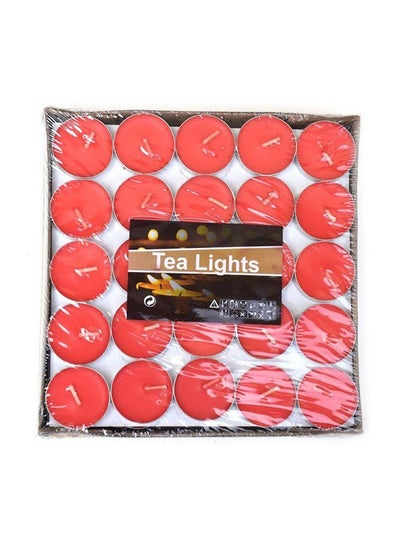 Buy 100 Pieces Tea light Candles Red 4x2inch in UAE