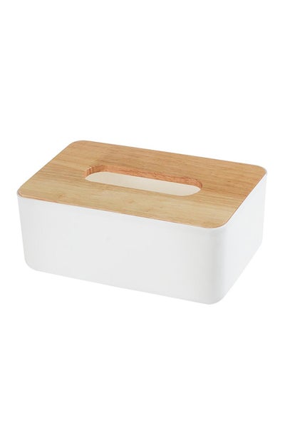 Buy Wooden Box Towel Napkin Tissue Holder Brown 10x10x0.4centimeter in UAE