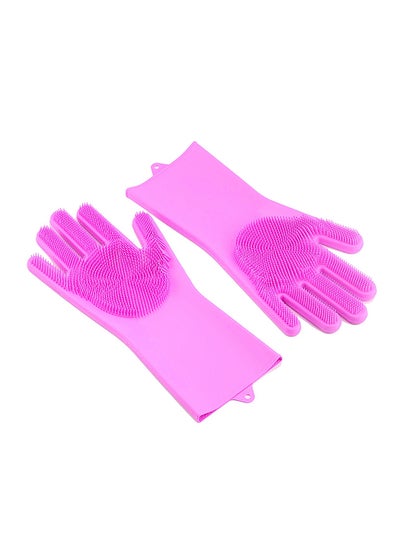 Buy Magic Silicone Gloves With Wash Scrubber Pink 170grams in UAE