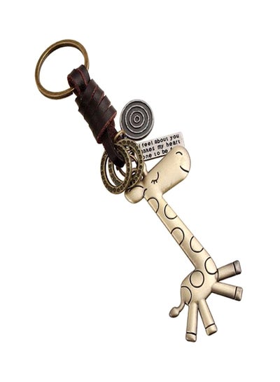 اشتري Fashion Pure Manual Weaving Retro Punk Cute Giraffe Cartoon Key Holder Leather Metal Key Chain في الامارات