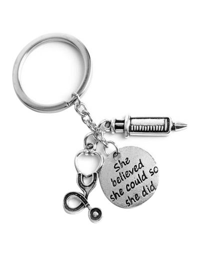 Buy 3 In 1 Needle Ring Stethoscope Letter Engraved Key Chain in Saudi Arabia