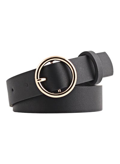 Buy Golden Buckle Ring Belt Black in Saudi Arabia